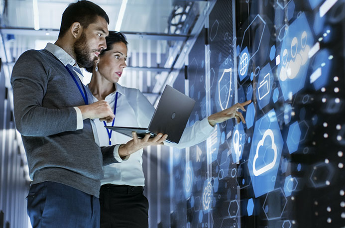 IT professionals in a data warehouse